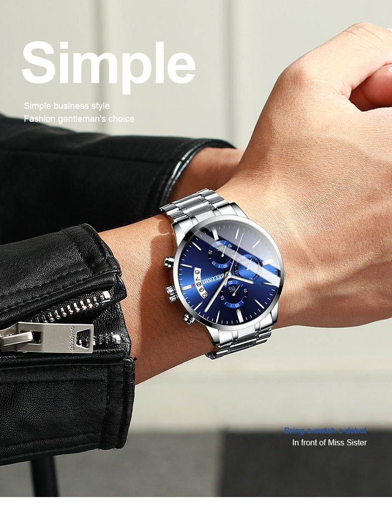 Men's watch luxury brand BELUSHI high-end man business casual watches male waterproof sports quartz wristwatch relogio masculino