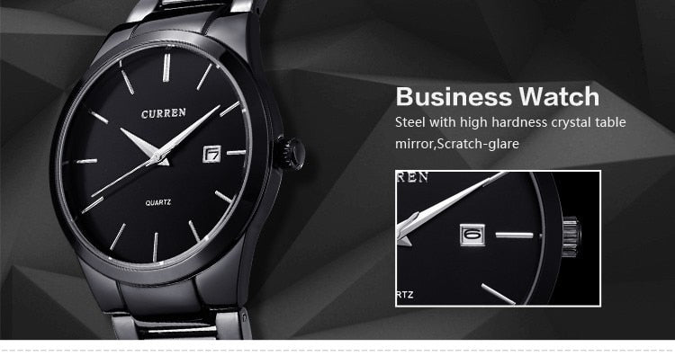 YSYH Luxury Classic  Men Watches Display Date Quartz-watch Male Wristwatch Full Steel Clock