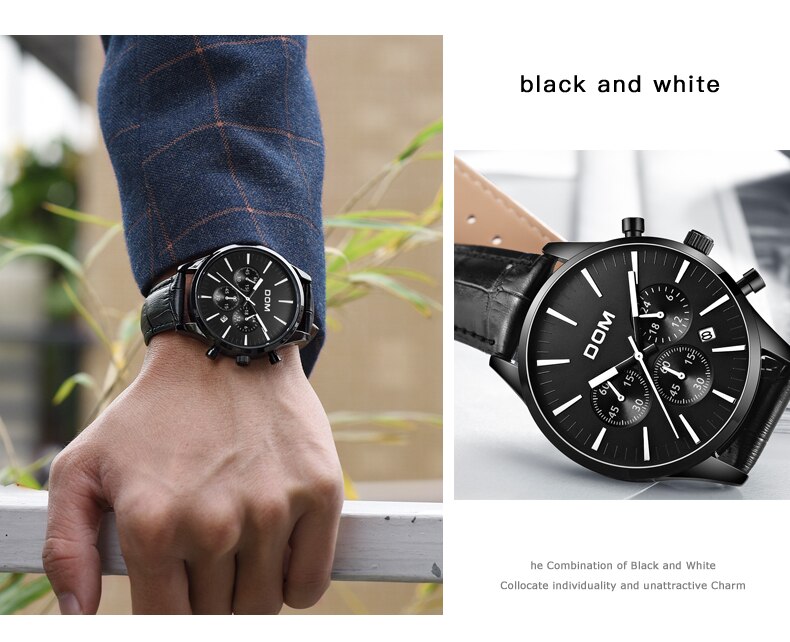 YSYH Luxury Men's Black Watch Casual Watches Man Waterproof Sports Quartz Wrist Watch Male Fashion Clock Relojes Hombre