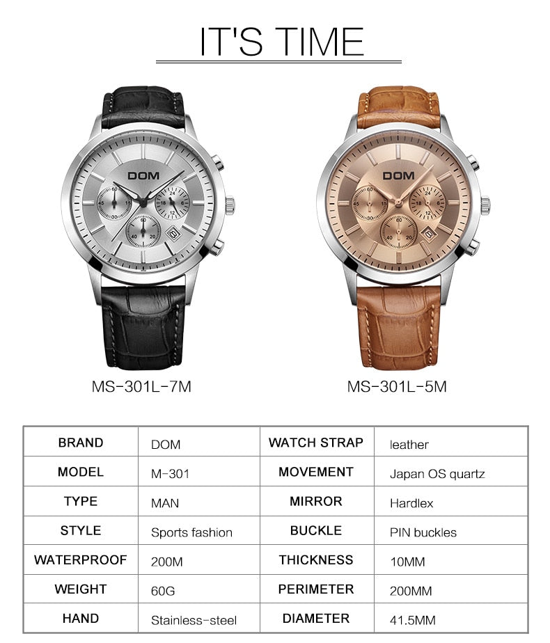 YSYH boutique men's multi-pointer waterproof sports watch Countdown Calendar display Sapphire Crystal Quartz Watch Men