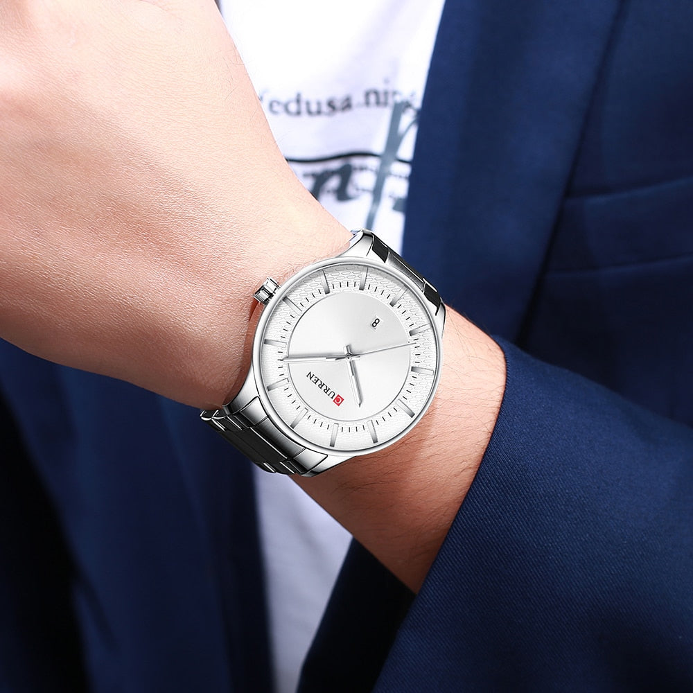 YSYH Luxury Gold Quartz Watches Men Stainless Steel Strap Wristwatch  Auto Date Clock Male Classic Watch