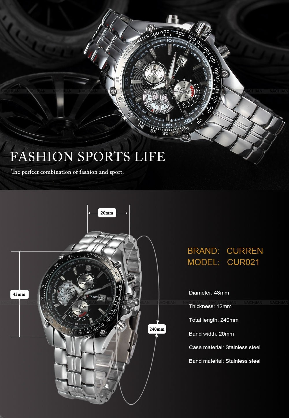 YSYH Full Stainless Steel Quartz Watches Mens Sport Wristwatch Waterproof Male Clock   erkek saat Gifts