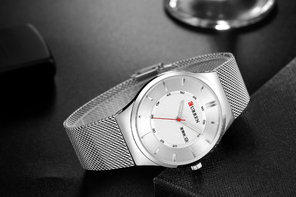 Men Simple Watch  Man Fashion Brand YSYH Casual Business Quartz Wristwatch With Week and Date Steel Mesh Relojes Hombre