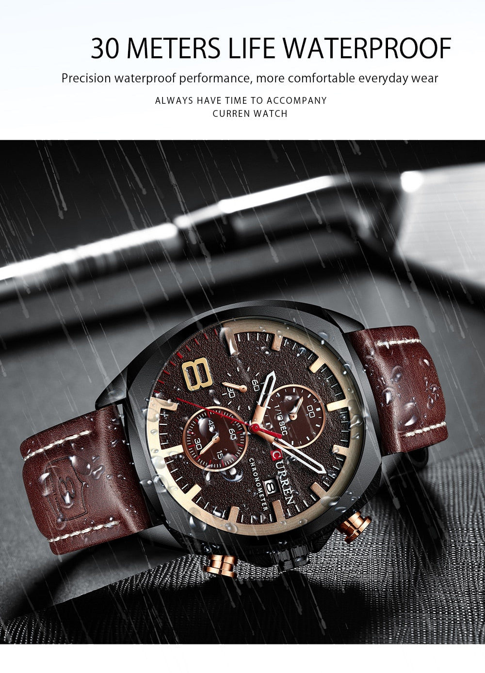 YSYH Men's Watch Leather Strap Chronograph Sport Watches Mens Wristwatch