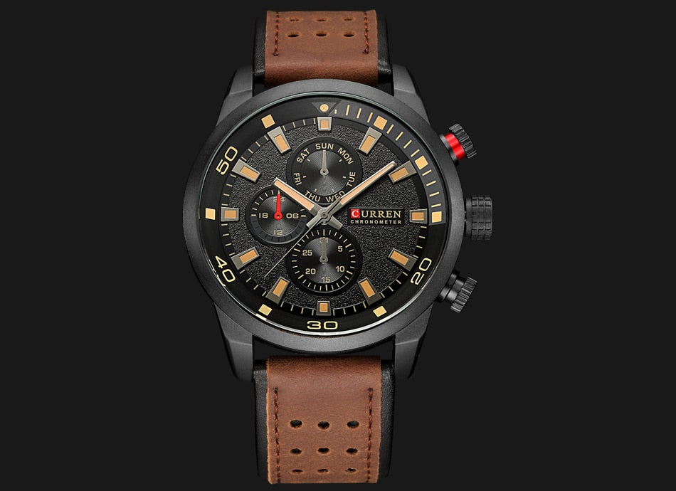YSYH Brand Quartz Watch Men Military Leather Sports Watches