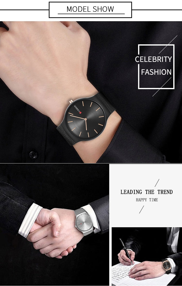 YSYH Fashion Business Men Watches Ultra-thin Male Clock Analog Quartz Sports Steel Waterproof Wristwatch