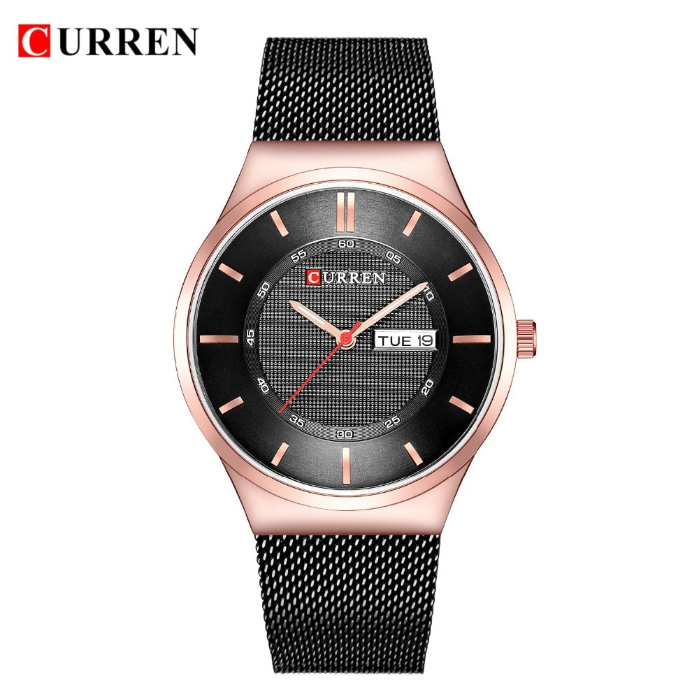 Men Simple Watch  Man Fashion Brand YSYH Casual Business Quartz Wristwatch With Week and Date Steel Mesh Relojes Hombre