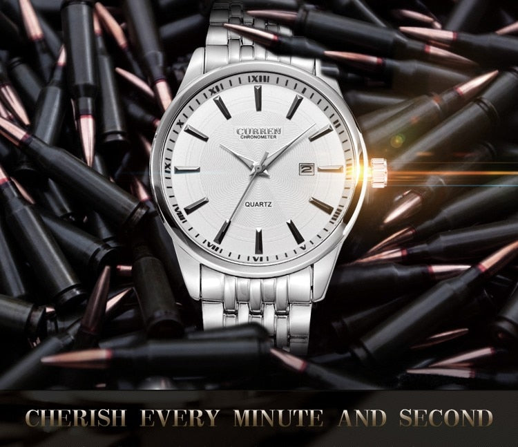 YSYH New Watches Fashion Simple style Calendar Casual Business Men Wristwatch Full Steel Quartz Male Clock Waterproof Watch