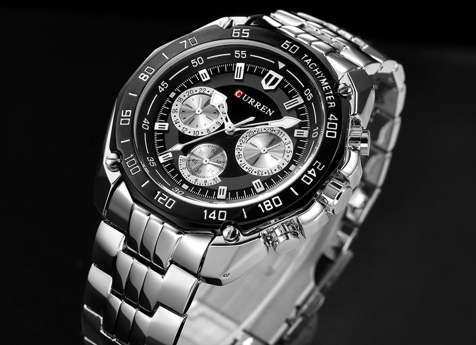 YSYH 8077 Full Stainless Steel Band Watches For Men Fashion Army Military Quartz Mens Watch Sport Wristwatch Male Clock Reloje