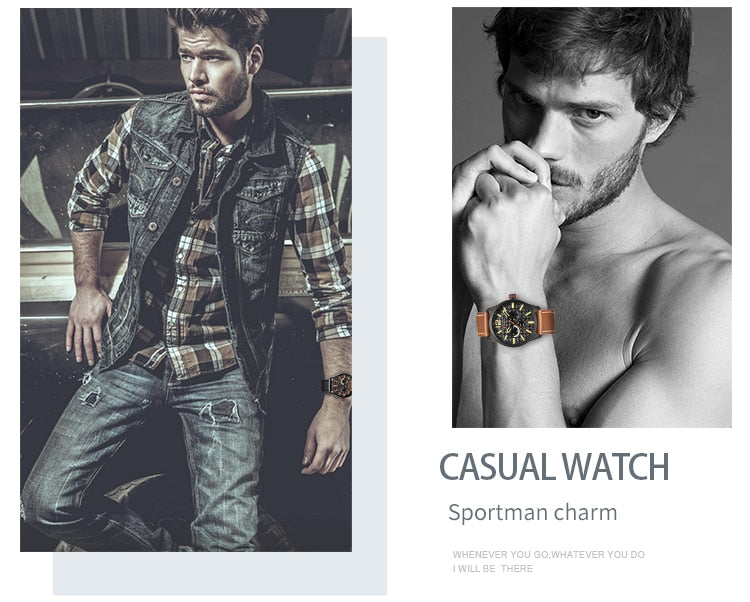 Luxury Brand YSYH Analog Sports Watch Leather Strap Quartz Men Wristwatch