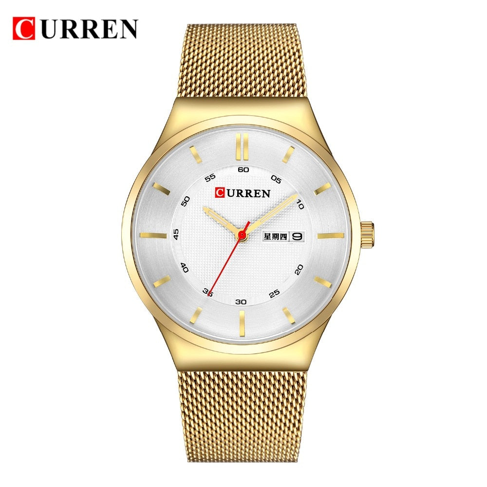 Men Simple Watch  Man Fashion Brand YSYH Casual Business Quartz Wristwatch With Week and Date Steel Mesh Relojes Hombre