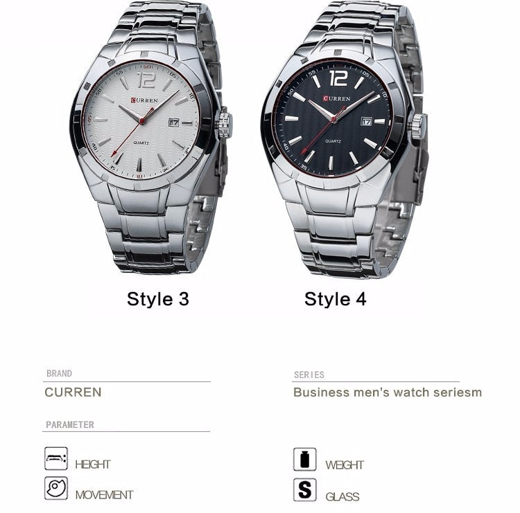 YSYH &Casual Date Men Watches Steel Band Quartz Waterproof Wristwatches erkek kol saat