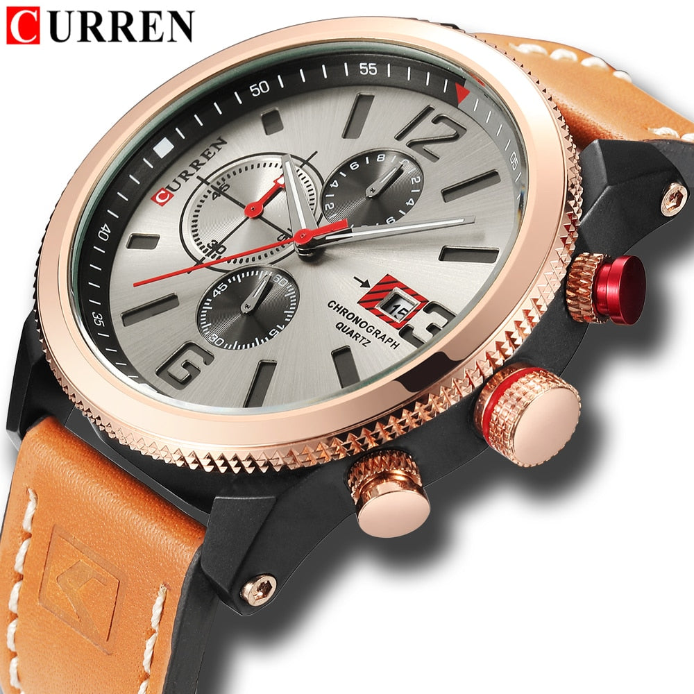 Watch Brand  Leather Quartz Wristwatch For Man  YSYH  Men's Water Resistant
