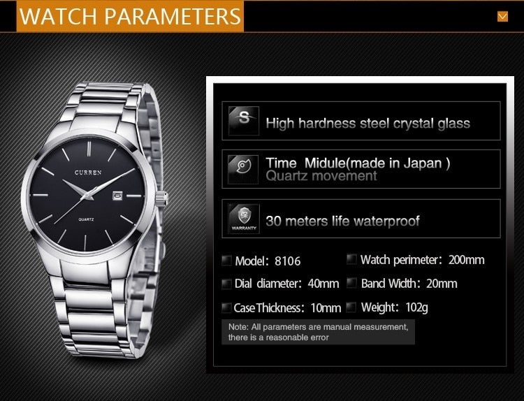 YSYH Luxury Classic  Men Watches Display Date Quartz-watch Male Wristwatch Full Steel Clock