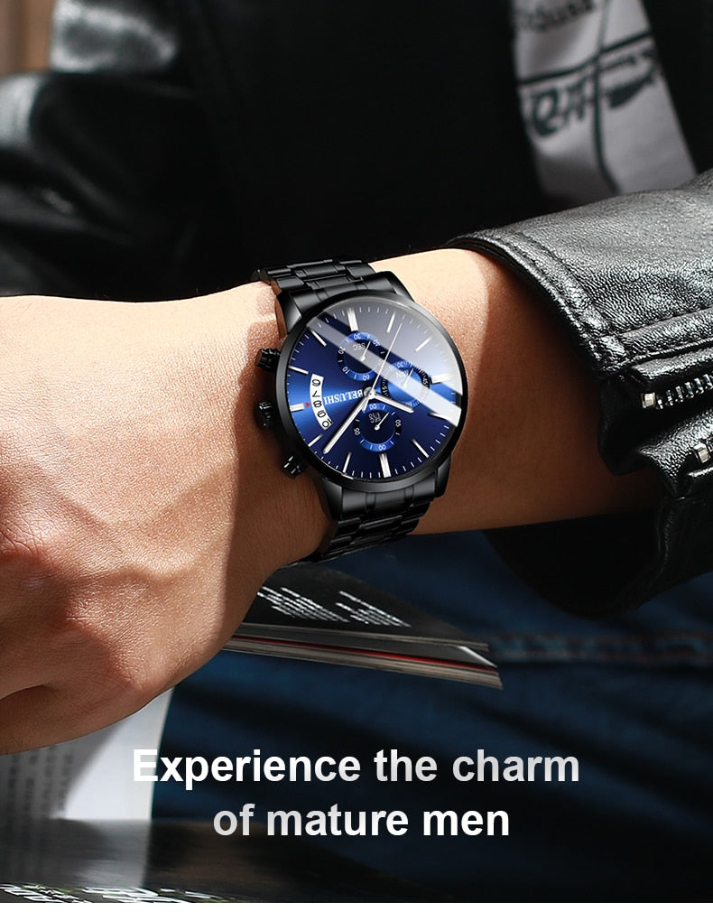 Men's watch luxury brand BELUSHI high-end man business casual watches male waterproof sports quartz wristwatch relogio masculino