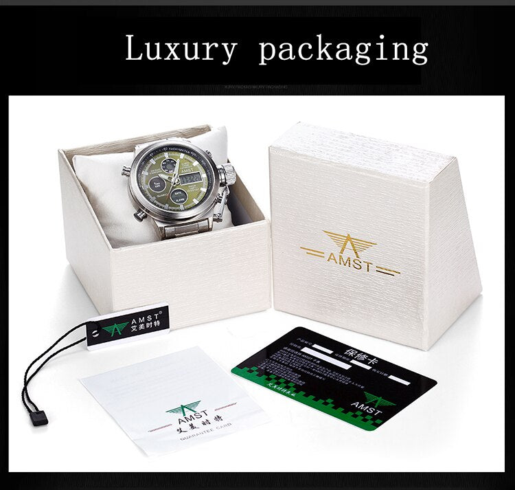 YSYH New Men's Wristwatch Clock Digital Dual Display Watch Male Multi-function Quartz Clock 50M Waterproof Chronograph