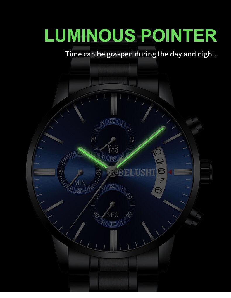 Men's watch luxury brand BELUSHI high-end man business casual watches male waterproof sports quartz wristwatch relogio masculino