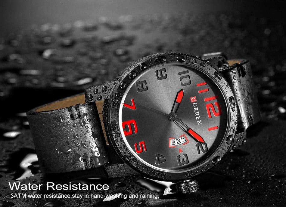 YSYH Leather Strap Quartz-Watches Sport Men's Wristwatch Calendar Casual Male Clock