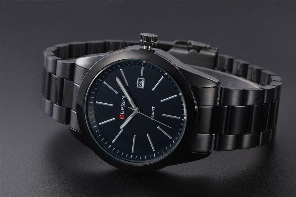 YSYH Classic Black Men Watch Big Dial Full Steel Male Clock Display Date Waterproof Hodinky