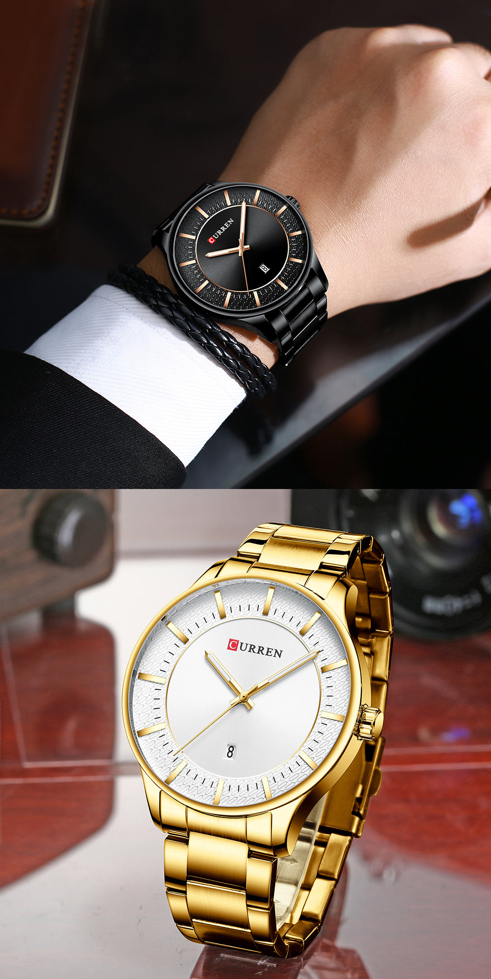 YSYH Luxury Gold Quartz Watches Men Stainless Steel Strap Wristwatch  Auto Date Clock Male Classic Watch