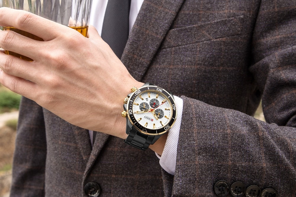 Mens Watches  Luxury  Quartz Stainless Steel Wristwatch YSYH Chronograph and Date