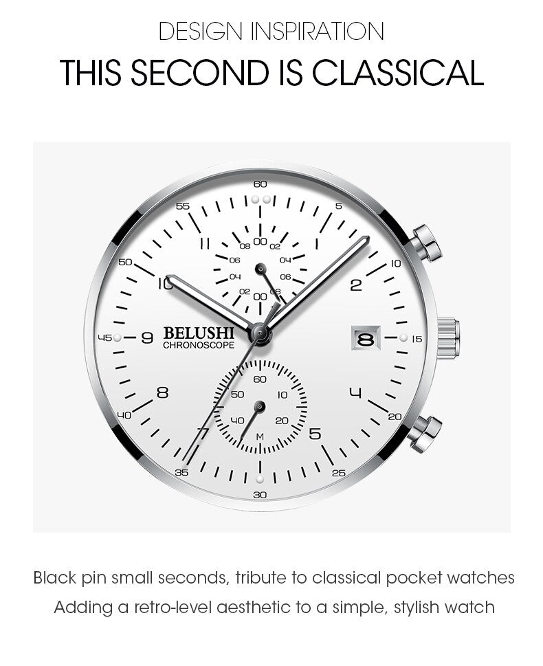 YSYH Man Watches Waterproof Sport Wrist Watch Clock Male Leather Strap Chronograph Men Gift Minimalist Watch