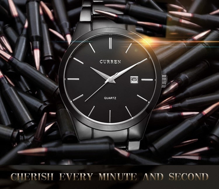 YSYH Luxury Classic  Men Watches Display Date Quartz-watch Male Wristwatch Full Steel Clock