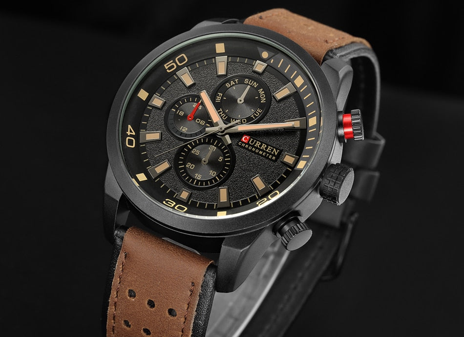 YSYH Luxury Analog Military Sports Watches High Quality Leather Strap Quartz Wristwatch