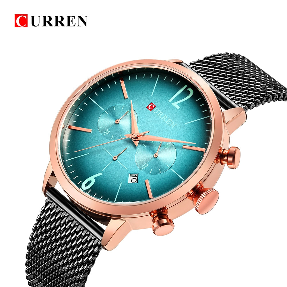 YSYH Mens Sport Watches Creative Design Chronograph Quartz Wristwatch Steel Band Date Clock
