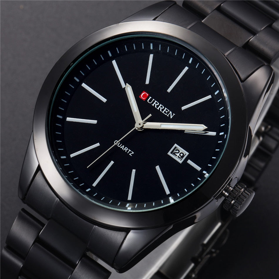 YSYH Classic Black Men Watch Big Dial Full Steel Male Clock Display Date Waterproof Hodinky