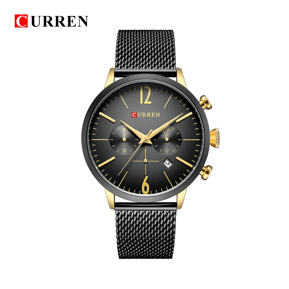 YSYH Mens Sport Watches Creative Design Chronograph Quartz Wristwatch Steel Band Date Clock