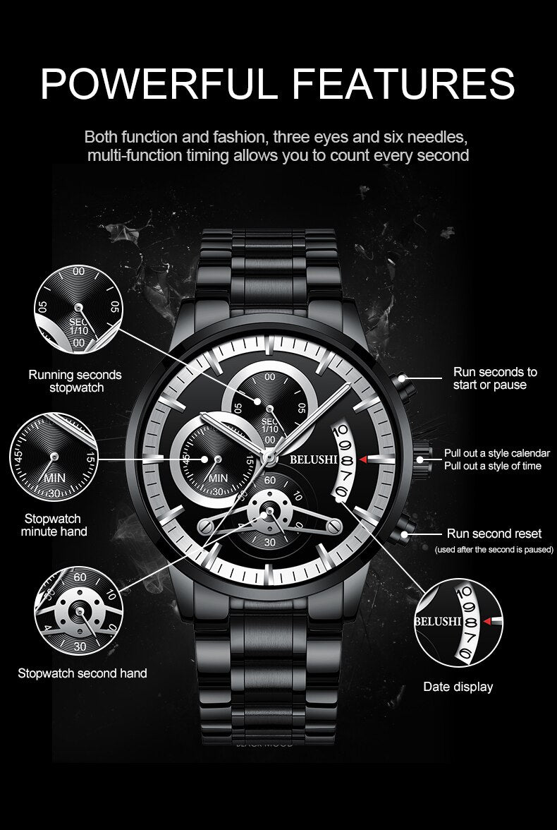 YSYH quartz watch men's gold business watch countdown calendar reloj hombre