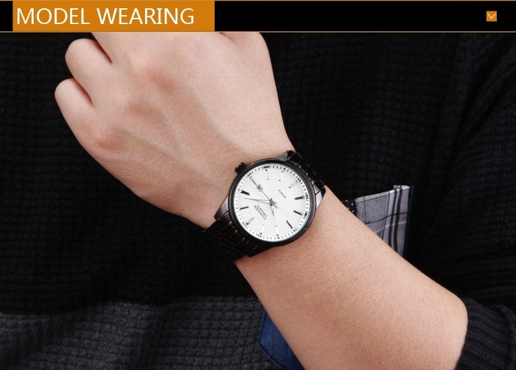 YSYH New Watches Fashion Simple style Calendar Casual Business Men Wristwatch Full Steel Quartz Male Clock Waterproof Watch