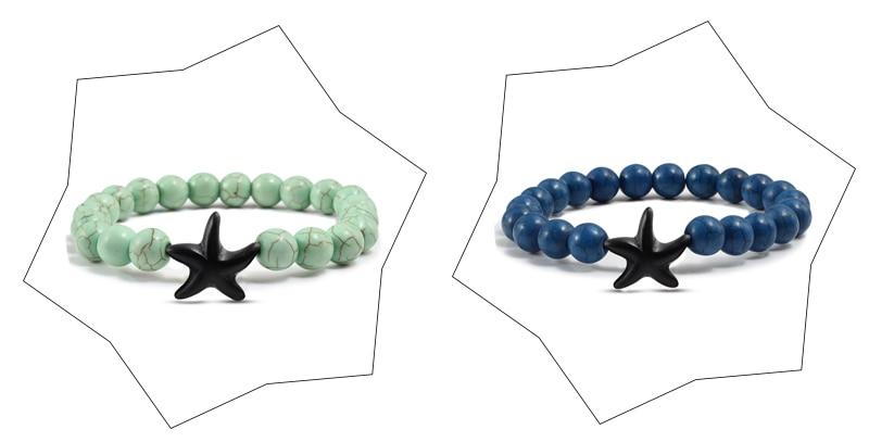 Starfish Turquoises Beaded Bangles Bracelets-Bracelet-Rossny