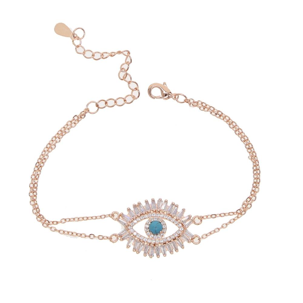 Baguette cubic zirconia CZ eye bracelet-Bracelet-Rossny