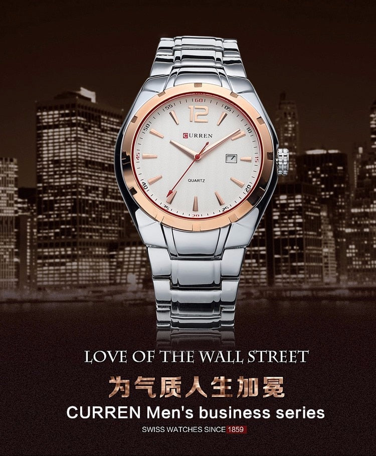 YSYH &Casual Date Men Watches Steel Band Quartz Waterproof Wristwatches erkek kol saat