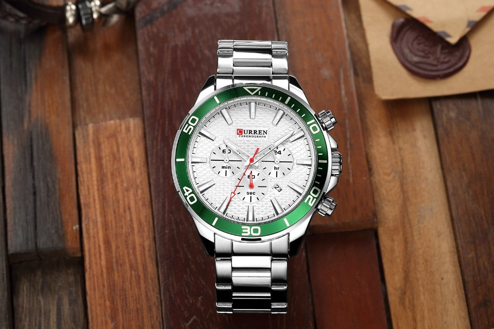 Mens Watches  Luxury  Quartz Stainless Steel Wristwatch YSYH Chronograph and Date