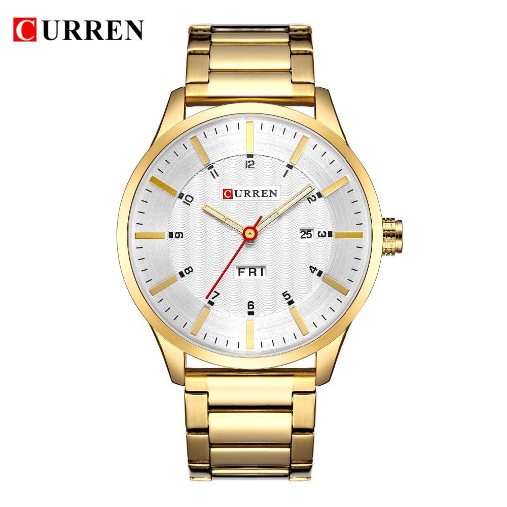 YSYH Watches Fashion Stainless Steel Band Mens Watches Classic Business Quartz Wristwatch For Men Male Clock With Calendar