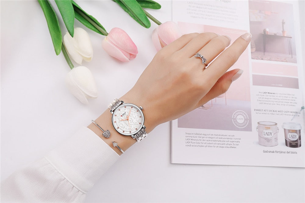 YSYH Women Watches Pink Leather Wristwatch with Rhinestone Ladies Clock Fashion Luxury Quartz Watch Relogio Feminino