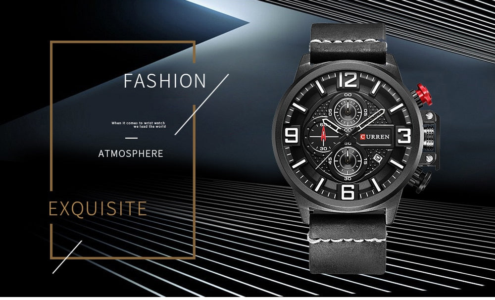 Men's Watch YSYH Brand Luxury  Chronograph Quartz Sports Wristwatch High Quality Leather Strap Date Male Clock