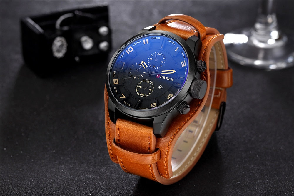 Luxury Brand YSYH Military Sports Men Watch Quartz Date Clock Casual Leather Wrist Watch   8225