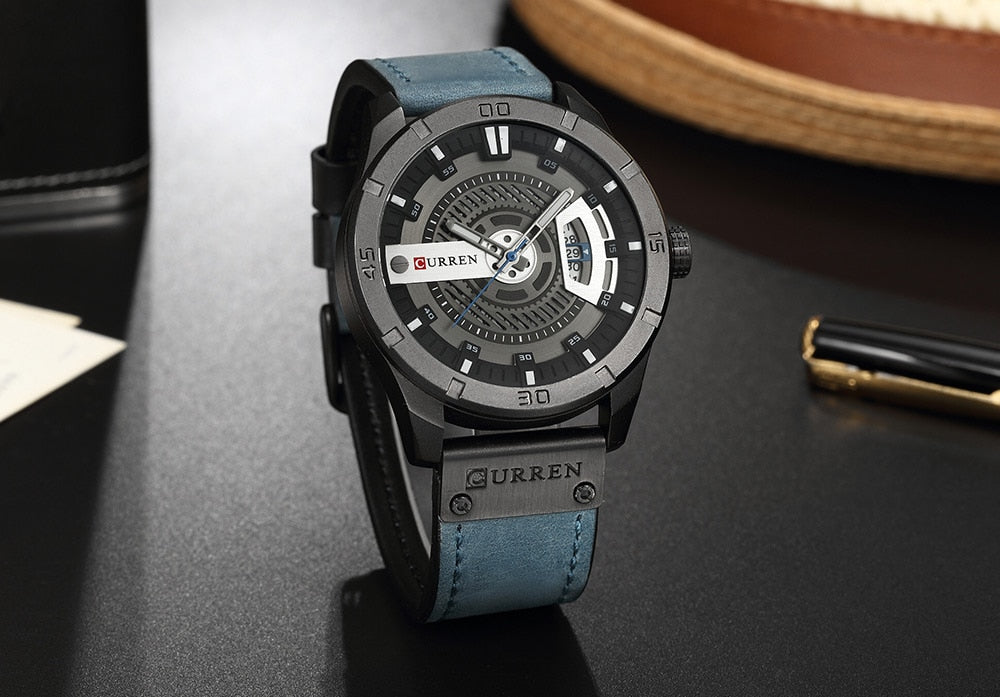 YSYH Men's Sports Quartz-Watches Calendar Leather Strap Waterproof Wristwatch Male Clock Montre Homme
