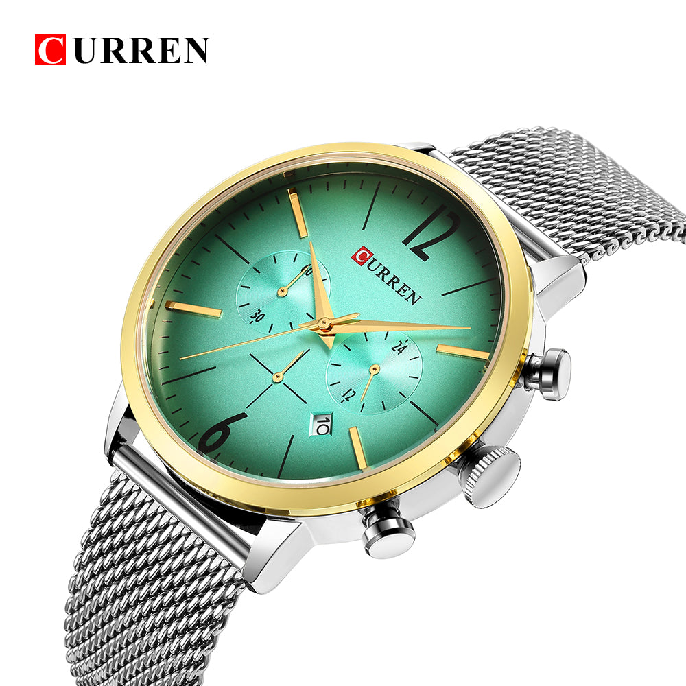 YSYH Mens Sport Watches Creative Design Chronograph Quartz Wristwatch Steel Band Date Clock