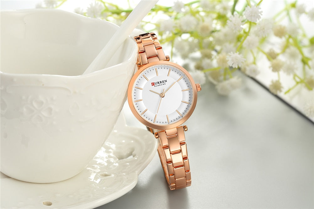 YSYH Luxury Brand Minimalist Quartz Watches Women Rose Gold Bracelet Watch Casual Slim Clock for Ladies Wristwatch with Steel
