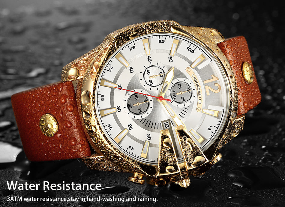 YSYH Luxury Leather Strap  Sport Men Quartz Watch Military Male Clock