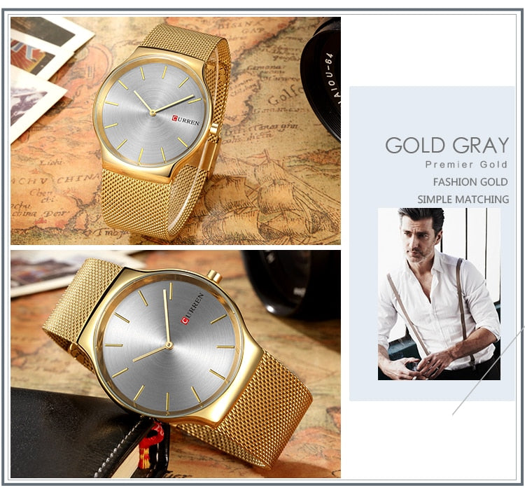 YSYH Fashion Business Men Watches Ultra-thin Male Clock Analog Quartz Sports Steel Waterproof Wristwatch