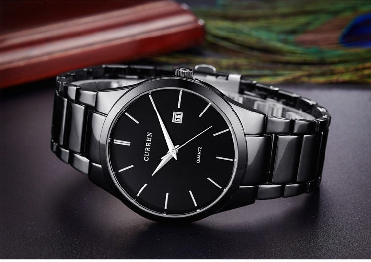 YSYH Luxury Classic  Men Watches Display Date Quartz-watch Male Wristwatch Full Steel Clock