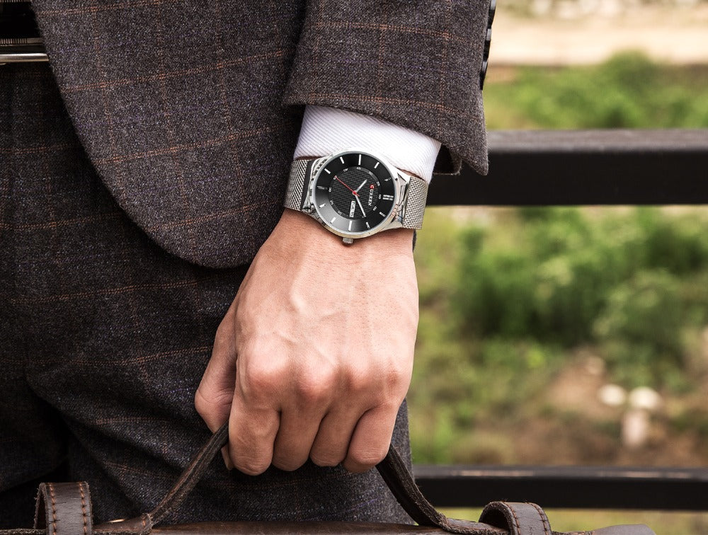 Men Simple Watch  Man Fashion Brand YSYH Casual Business Quartz Wristwatch With Week and Date Steel Mesh Relojes Hombre