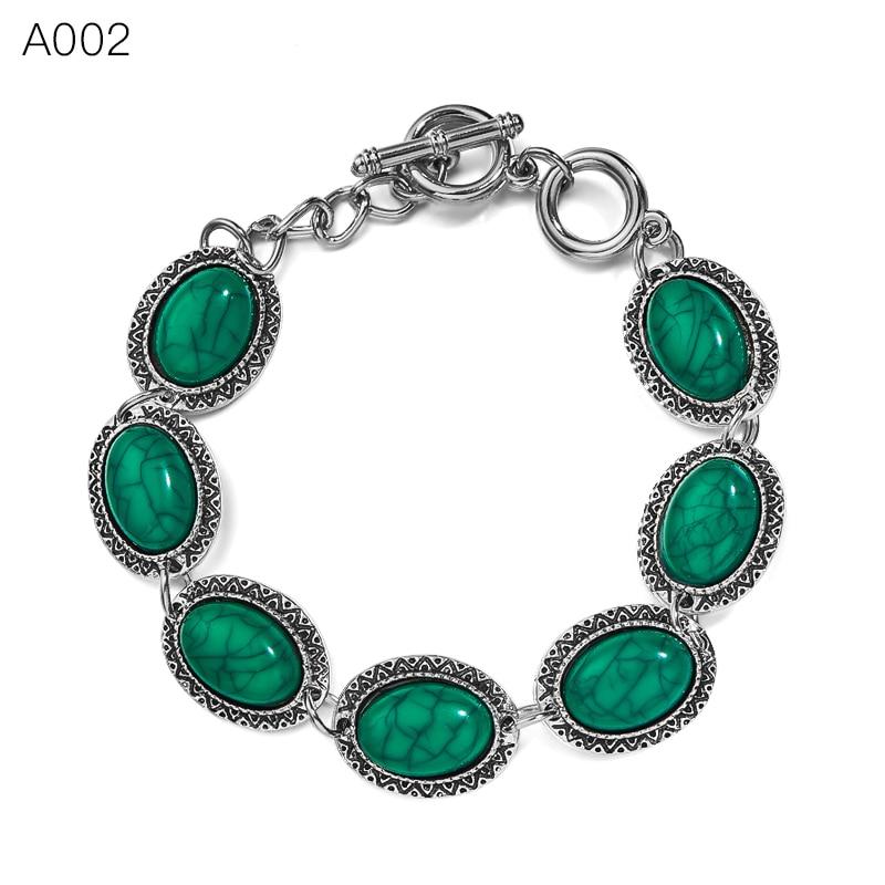 Silver Green Turquoise Charms Beads Bracelets-Bracelet-Rossny
