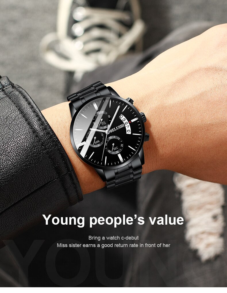 Men's watch luxury brand BELUSHI high-end man business casual watches male waterproof sports quartz wristwatch relogio masculino